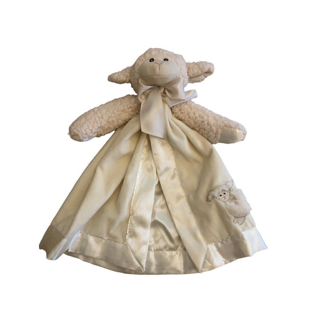 Bearington Baby Collection Lovey Sheep Plush Toy Satin Sherpa Security Blanket